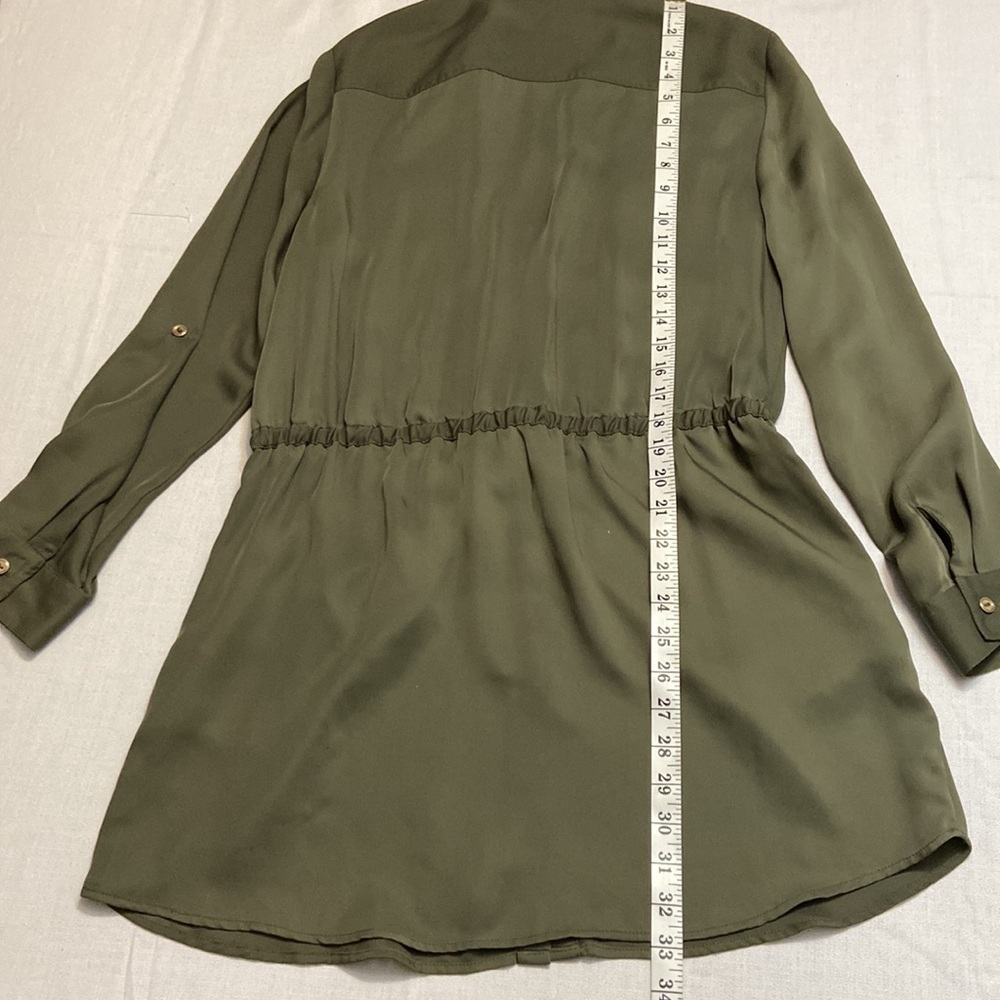 Chicos Womens Green Button Front Draw Waist Tunic Length Blouse - Size 1 (M) - Picture 10 of 10